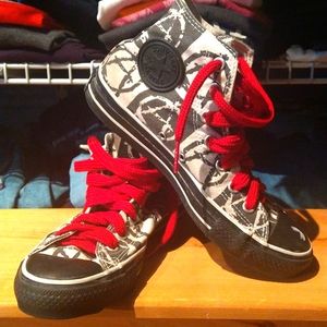 Rare 1990s ANARCHY Converse Hi-Tops Chuck Taylor M6 / W8 Practically Brand New